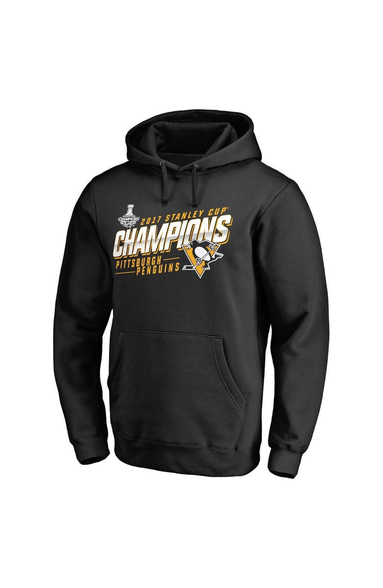 FANATICS Men's Fanatics Branded Sidney Crosby Black Pittsburgh Penguins 2017 Stanley Cup Champions Extra Backer Long Sleeve Hooded T-Shirt, Alternate, color,