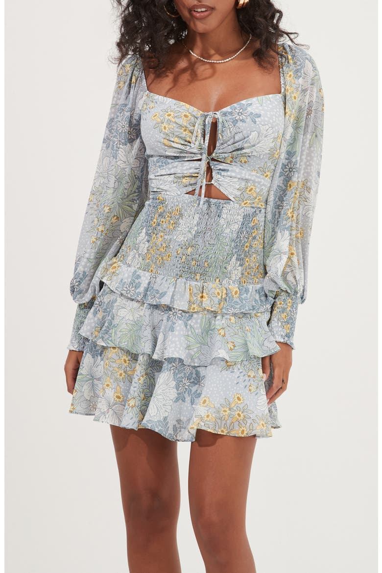 Marietta Floral Smocked Dress, Alternate, color, BLUE MULTI FLORAL