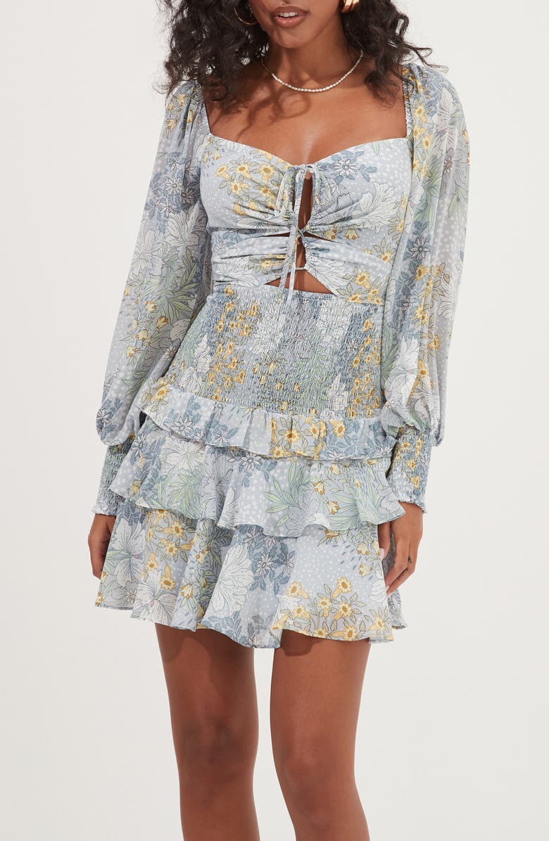 ASTR the Label Marietta Floral Smocked Dress, Alternate, color, 