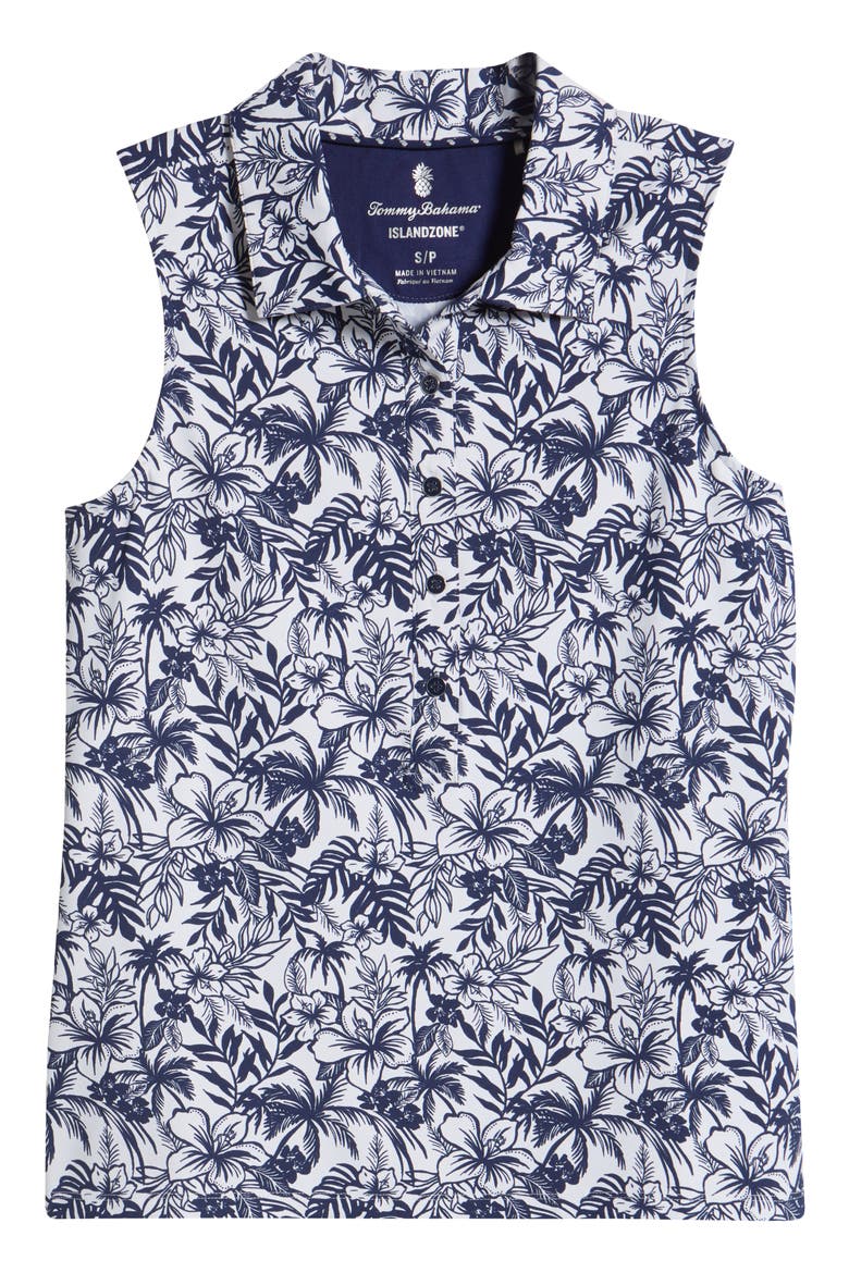 Aubrey Seaport Floral Sleeveless Performance Polo, Alternate, color, ISLAND NAVY