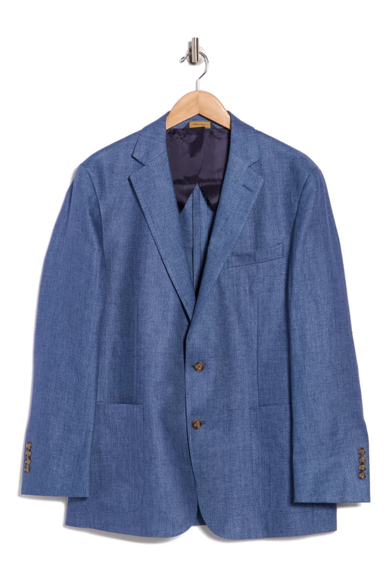 Linen Two-Button Sport Coat, Alternate, color, BLUE HERRINGBONE