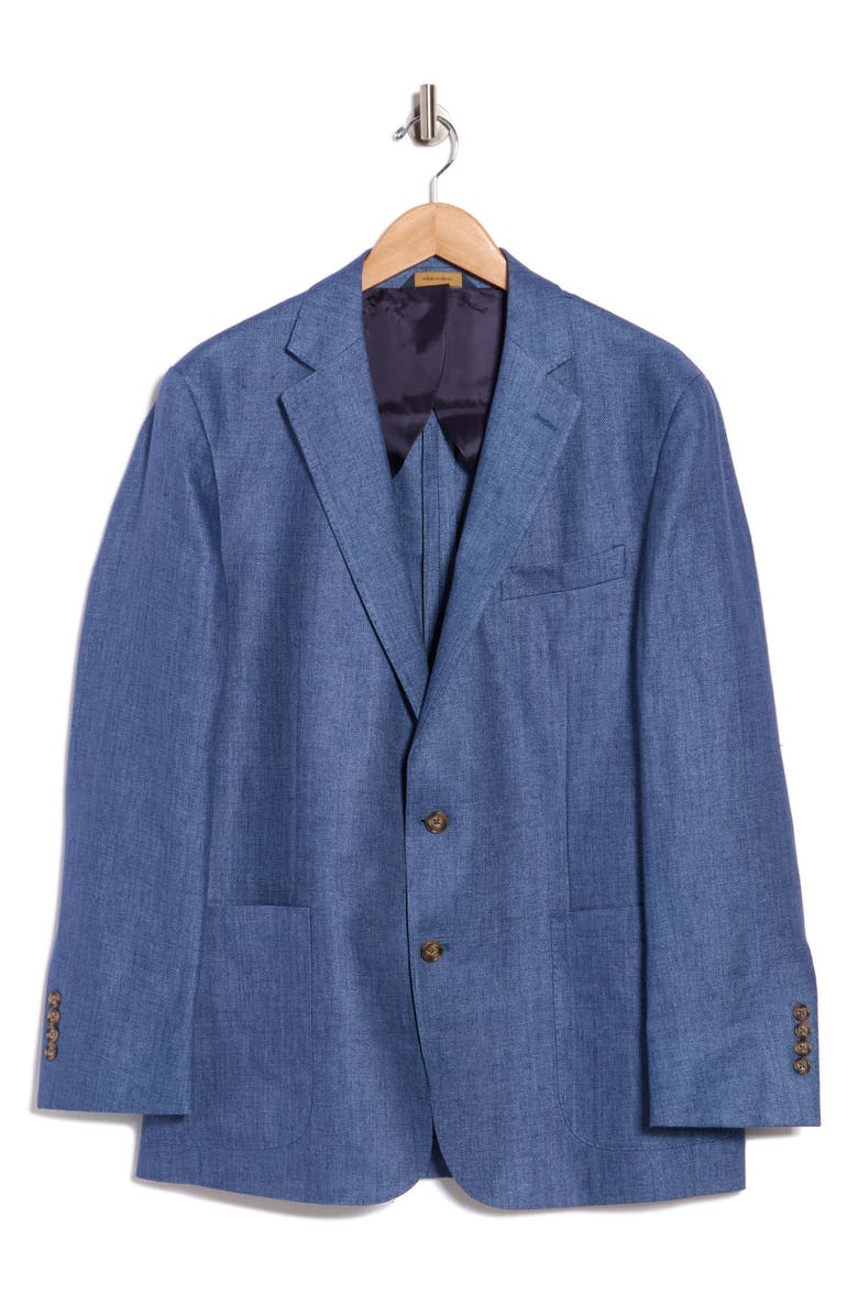 Brooks Brothers Linen Two-Button Sport Coat, Main, color, Blue Herringbone