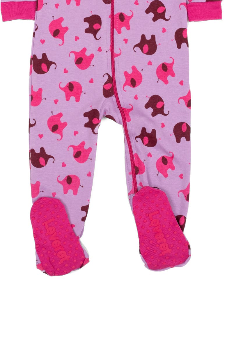 Leveret Footed Printed Cotton Matching Family Pajamas, Animal Kingdom Prints, Alternate, color, Elephant