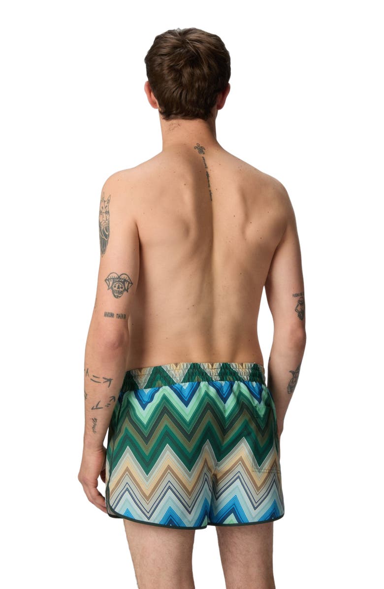 Missoni Swim Shorts With Macro Zigzag Print, Alternate, color, Green