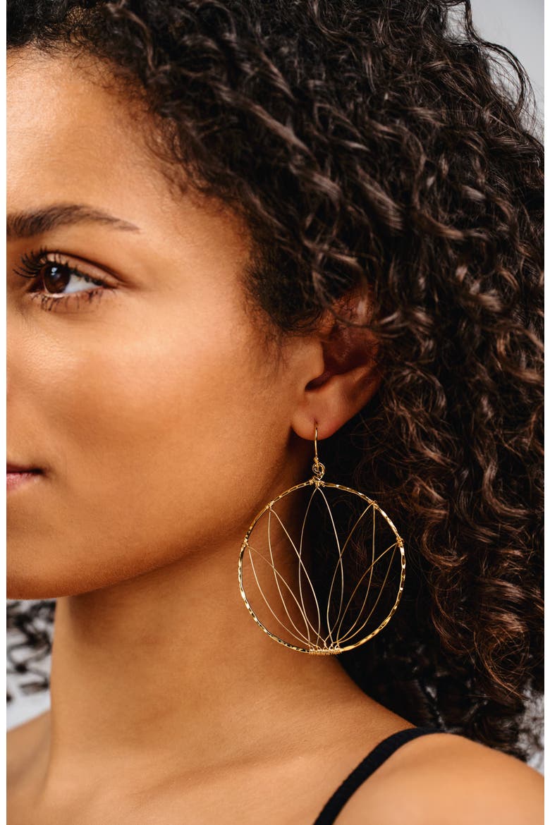Selena Lotus Large Hoop Earrings, Alternate, color, GOLD