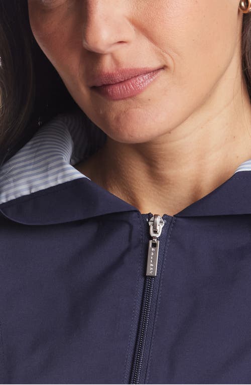 Gallery Water Resistant Hooded Raincoat In Navy