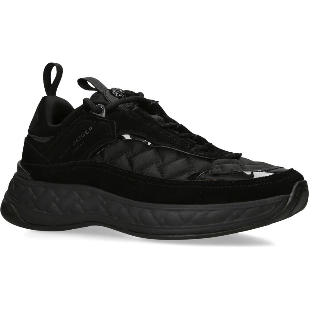 Kurt Geiger London Womens Black Kensington Eagle-head Embellished Suede Low-top Trainers In Black