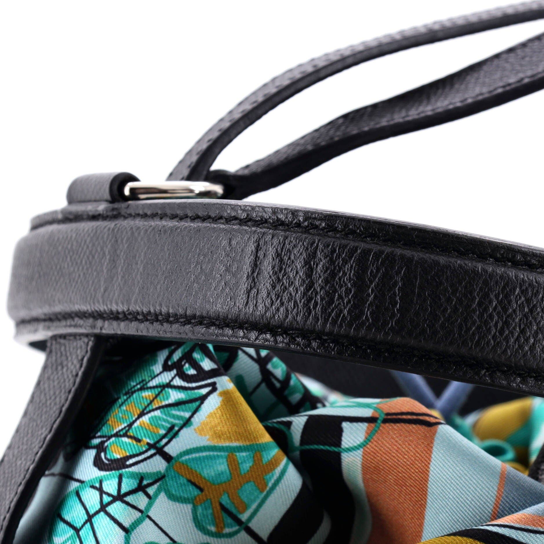 Musardine Bucket Bag Printed Silk with Leather, Alternate, color, Blue