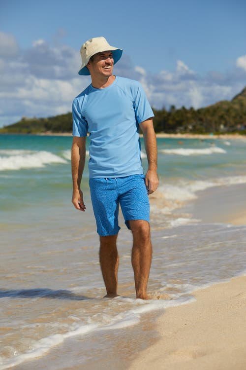 Uv Skinz Short Sleeve Crew Sun & Swim Shirt In Light Blue