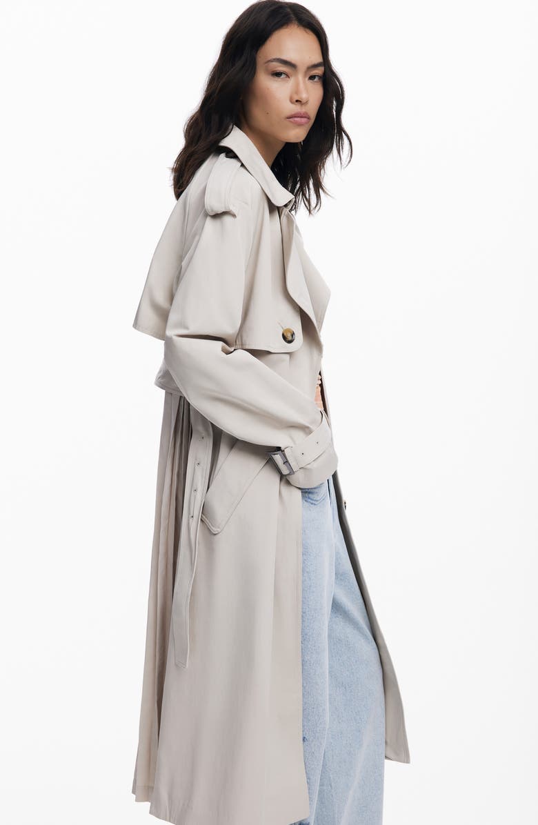 Desigual Belted Trench Coat, Alternate, color, Beige