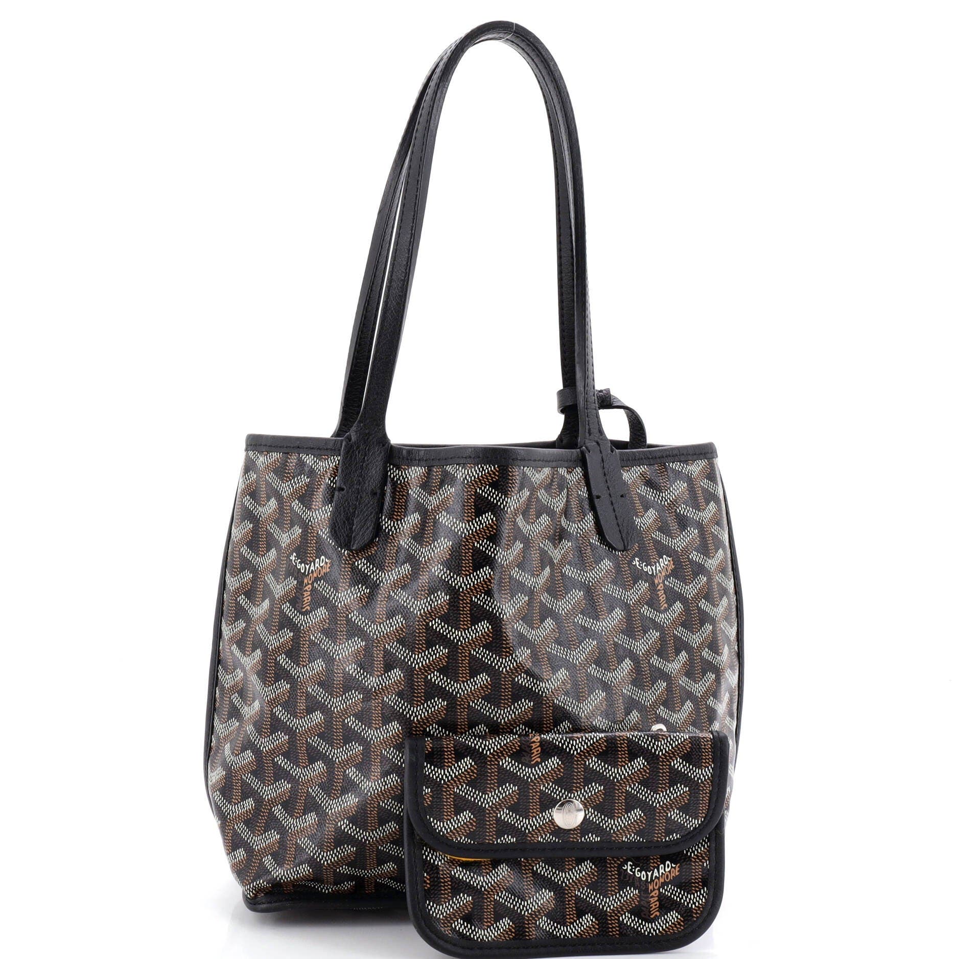 Pre-Owned Goyard Anjou Reversible Tote Coated Canvas Mini, Alternate, color, Black