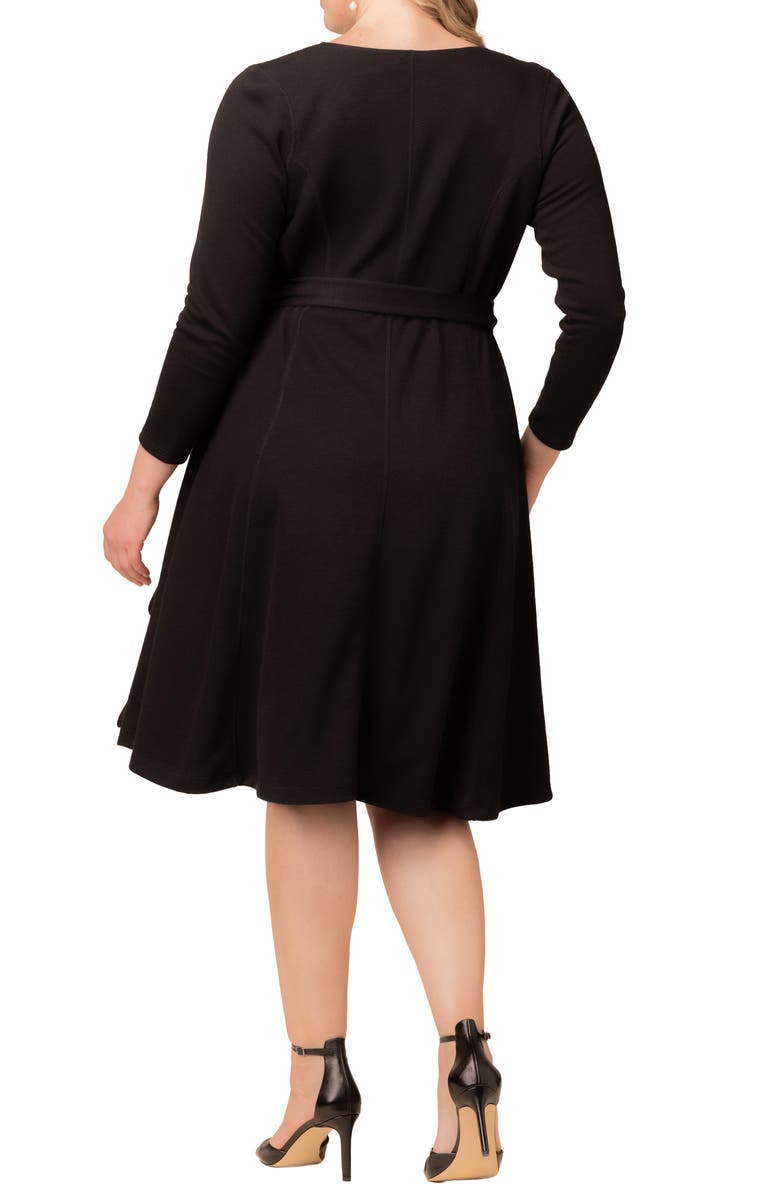 Kiyonna London Wrap Sweater Dress, Alternate, color, Black Noir