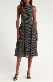 Reformation Anelis Polka Dot Sleeveless Fit & Flare Dress