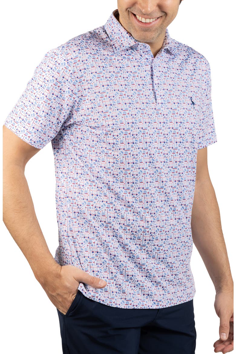 Hole in One Print Performance Polo, Alternate, color, WHITE