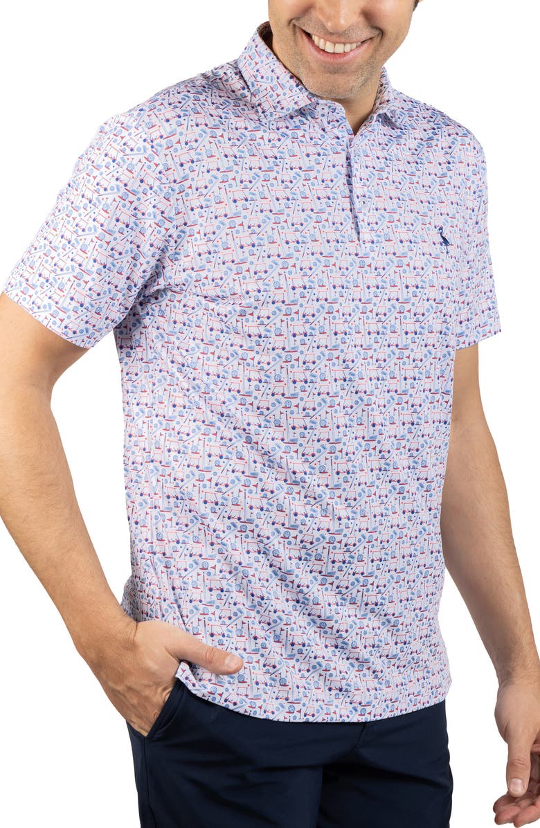 TailorByrd Hole in One Print Performance Polo, Alternate, color, White