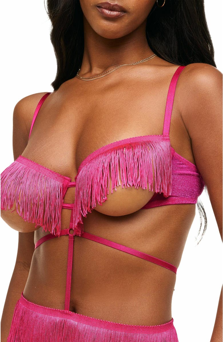 Adore Me Neveah Fringe Playsuit Lingerie, Alternate, color, Dark Pink
