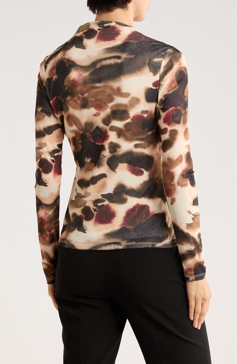 DKNY Long Sleeve Fitted Funnel Neck Top, Alternate, color, Blonde/True