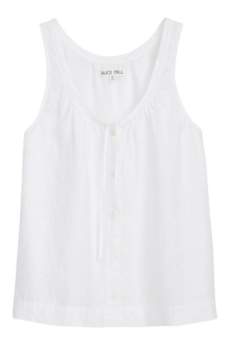 Sidney Tie Neck Sleeveless Linen Top, Alternate, color, WHITE