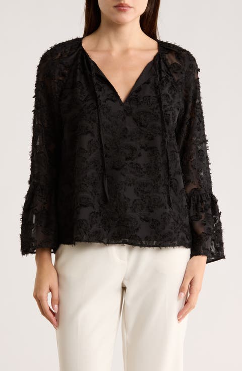 Tie Neck Long Sleeve Top