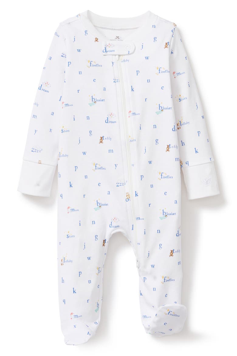 Two-Way Zip Pima Cotton Footie, Main, color, BLUE WHITE MULTI