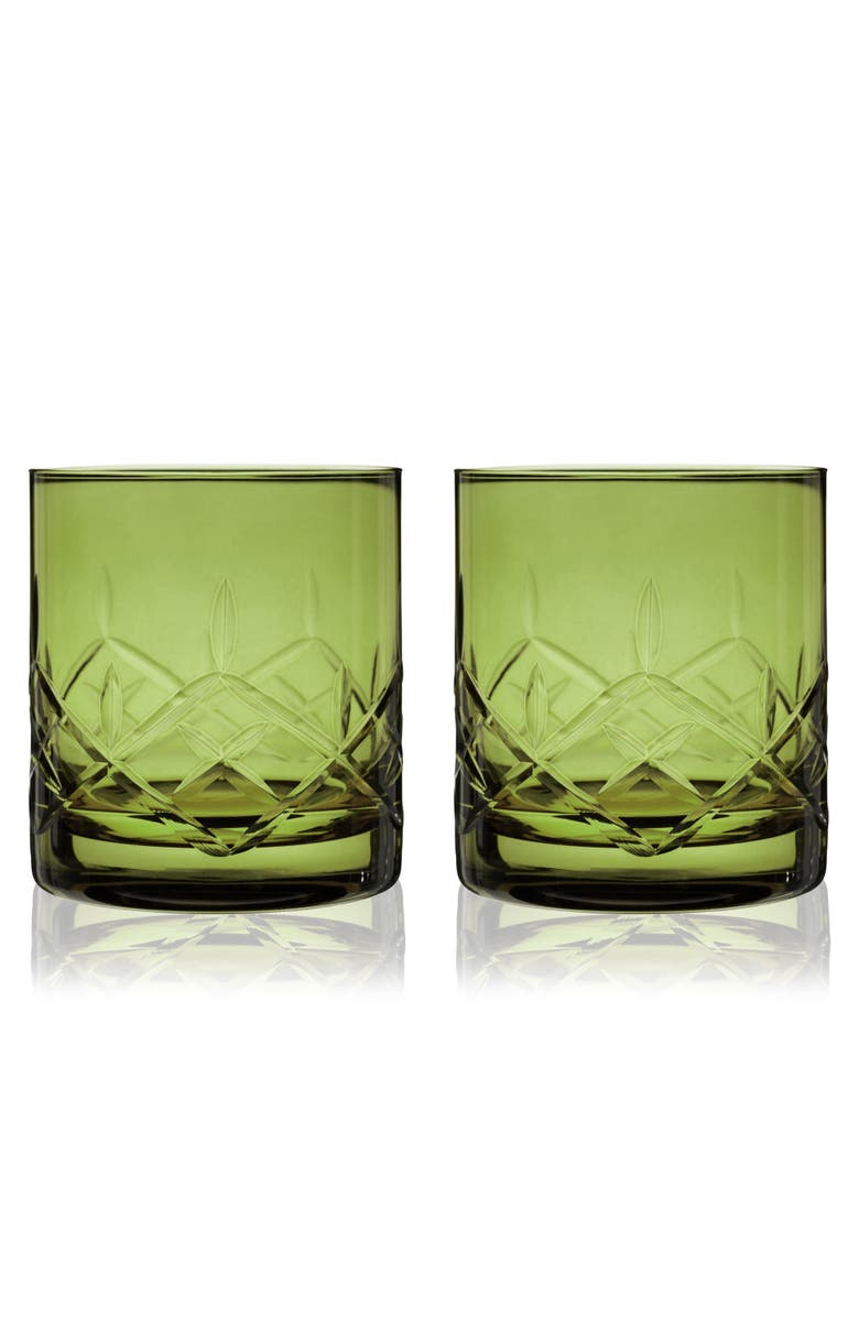 Viski Admiral Crystal Rocks Glasses, Main, color, Green