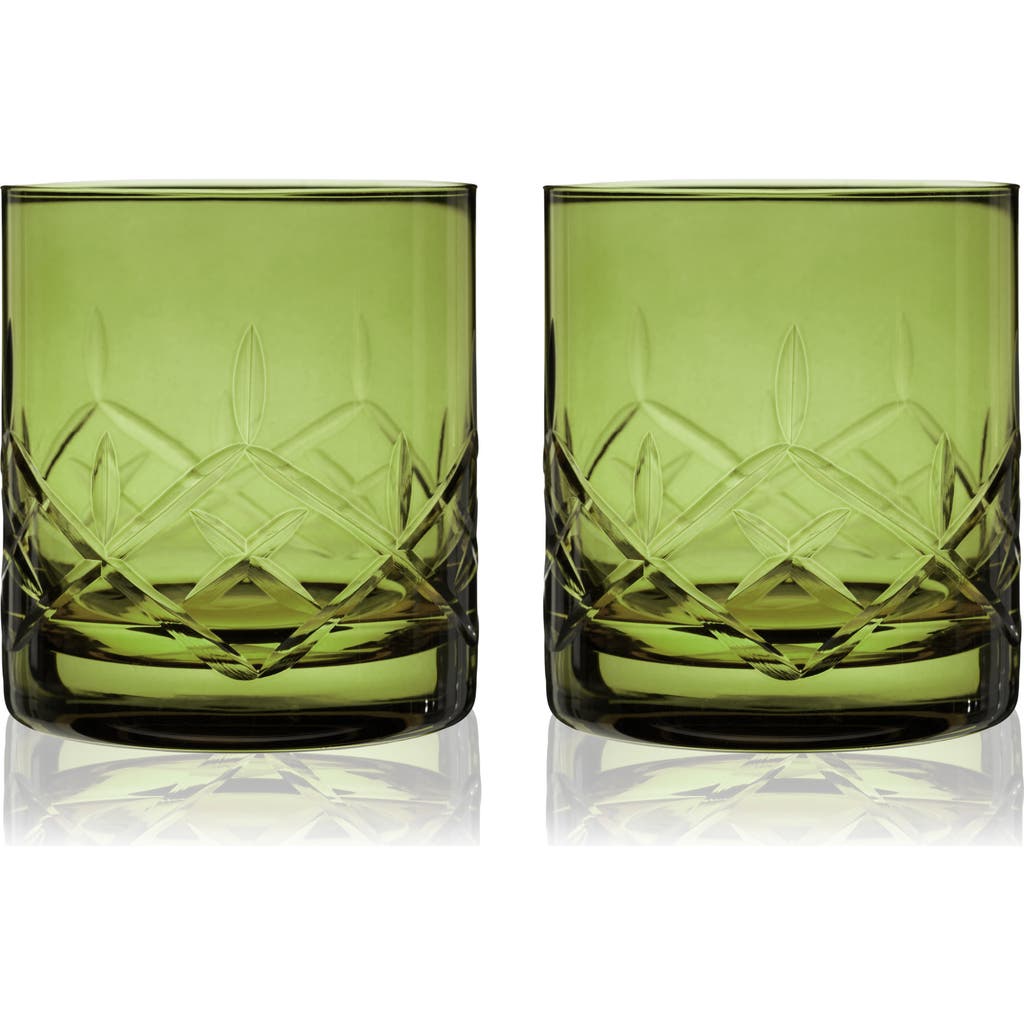 Viski Admiral Crystal Rocks Glasses in Green  product