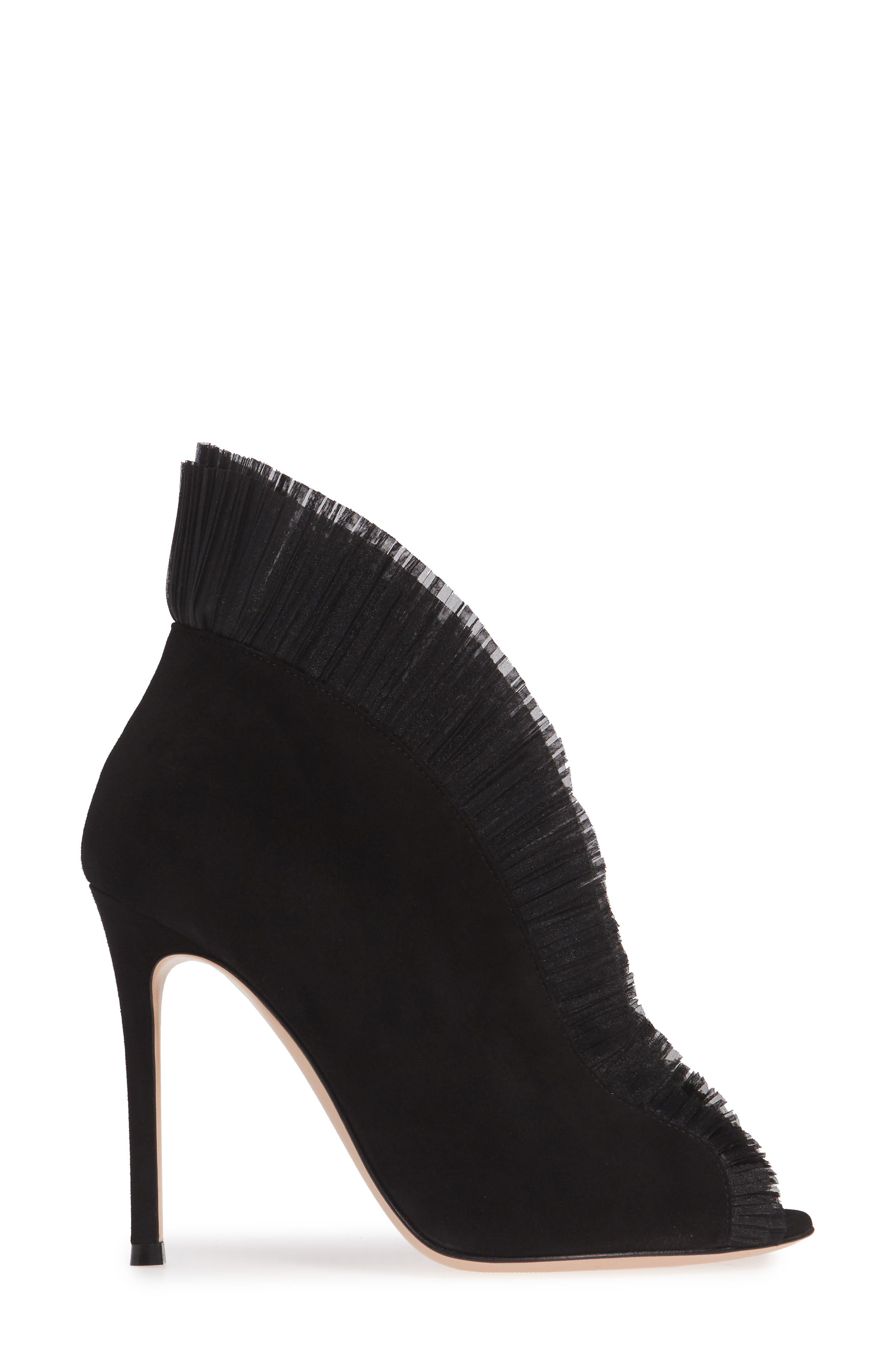 Gianvito Rossi Ruffled Tulle Bootie, Alternate, color, 