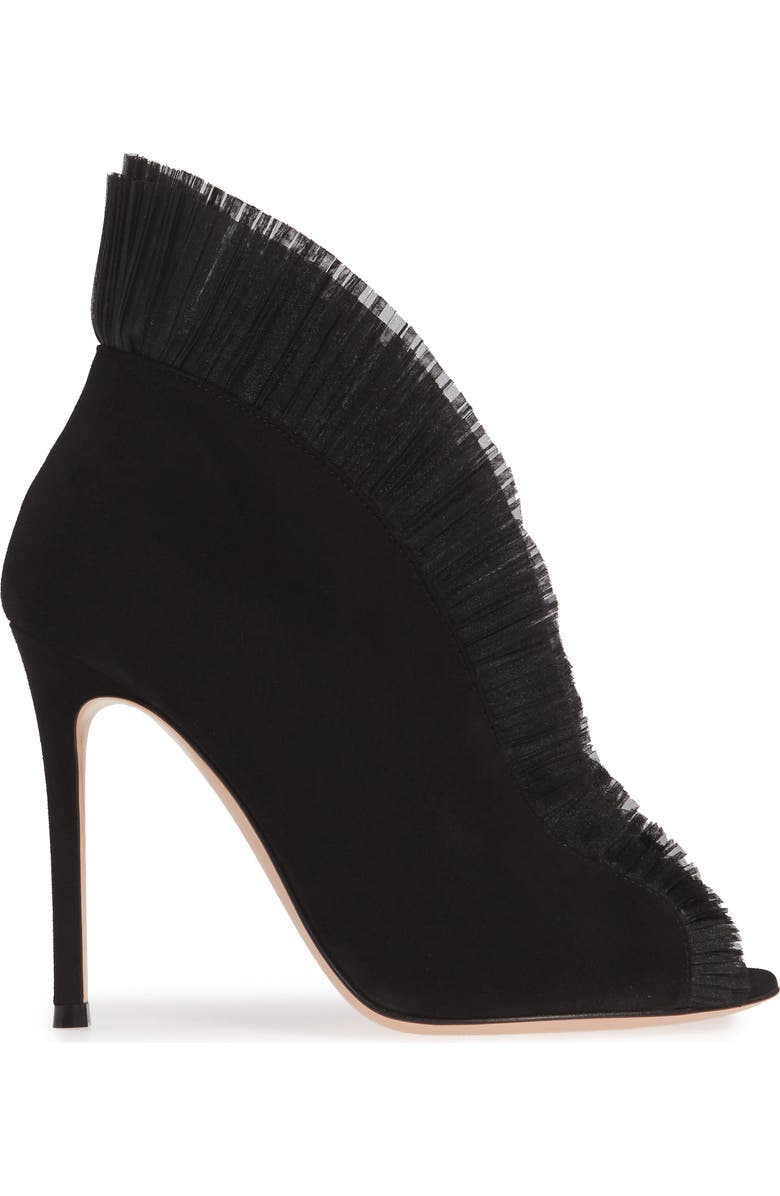 Gianvito Rossi Ruffled Tulle Bootie, Alternate, color,