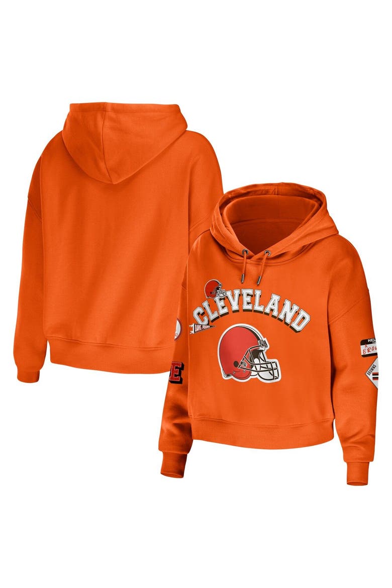 Women's WEAR by Erin Andrews Orange Cleveland Browns Modest Cropped Pullover Hoodie, Main, color, Orange