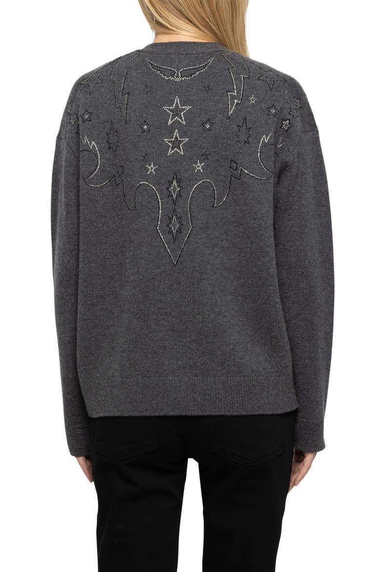 Mirkaz Strass Cashmere Cardigan, Alternate, color, ANTHRACITE
