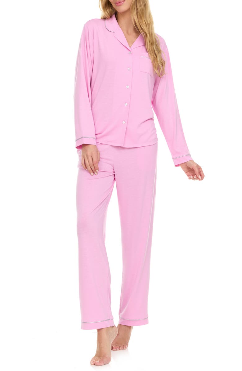 Flora By Flora Nikrooz Alice Long Sleeve Top & Pants Pajamas, Main, color, Sherbert