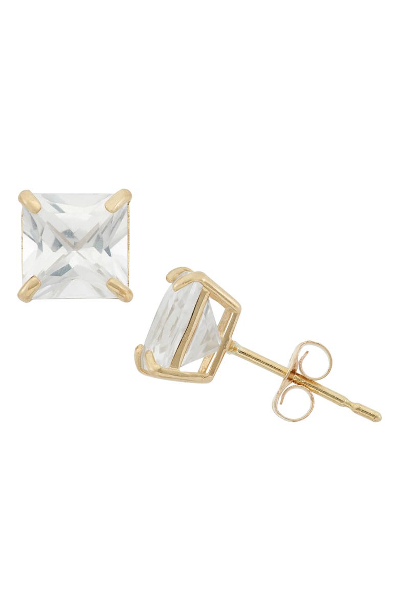 FZN Princess Cut Stud Earrings, Main, color, Cr White Sapphire