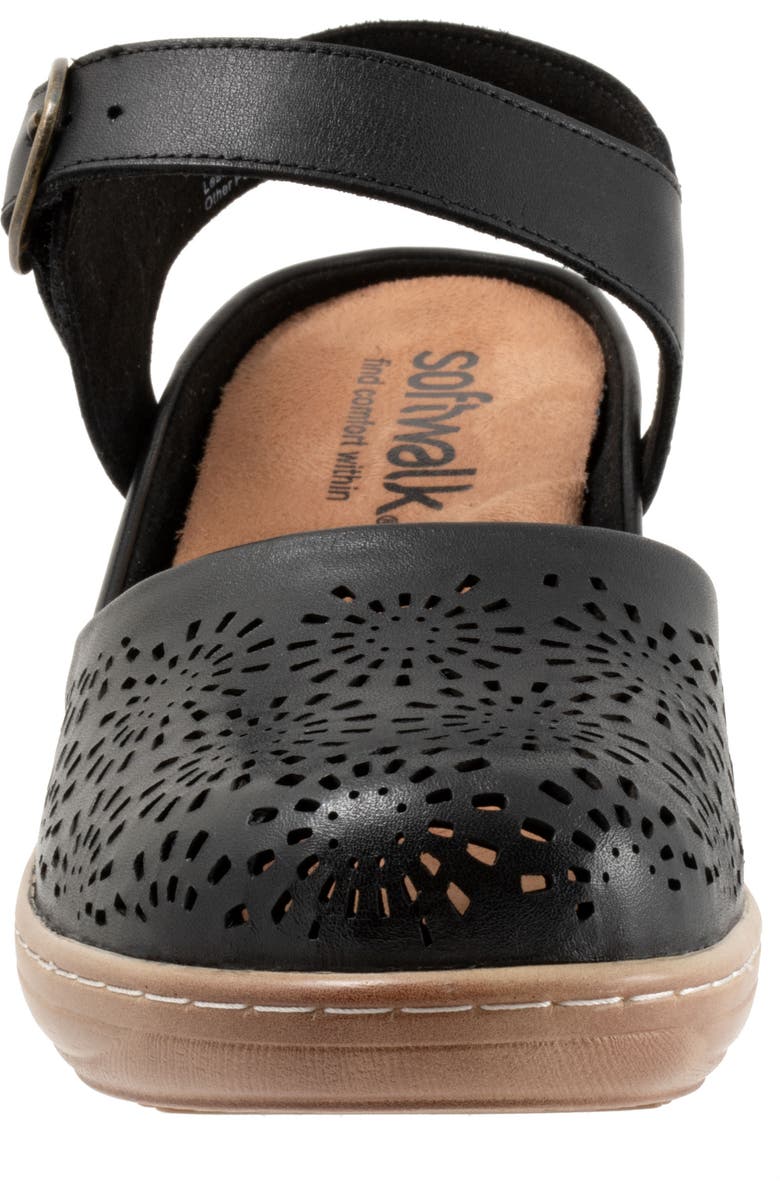 SoftWalk<sup>®</sup> Mabelle Perf Ankle Strap Platform Wedge Clog, Alternate, color, Black