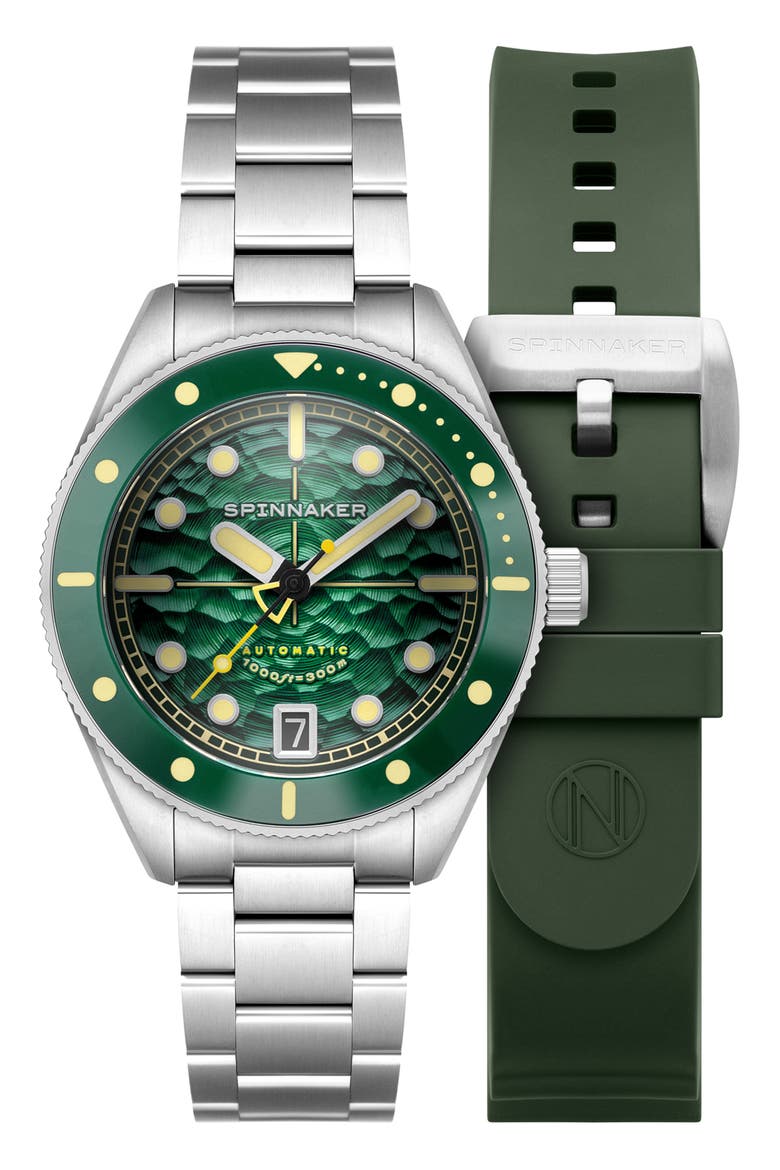 Challenger Automatic Bracelet Watch, 42mm, Main, color, GREEN