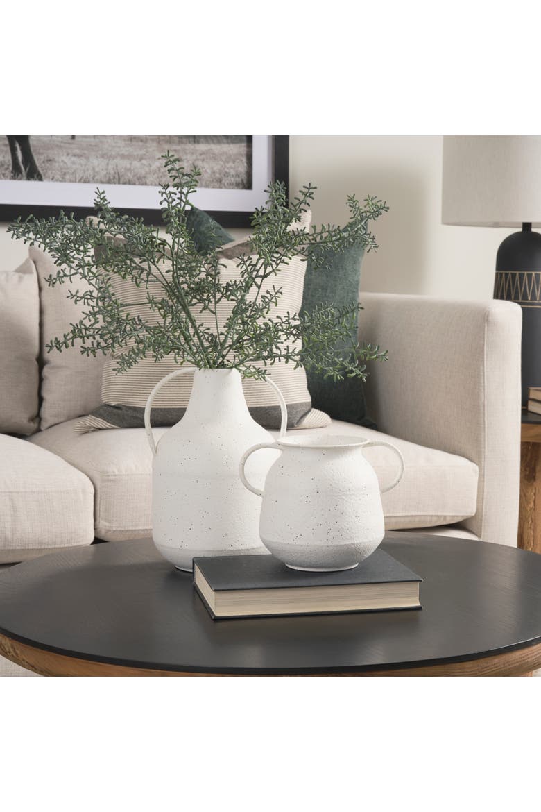 Treva Tall White w/ Black Speckles Metal Vase, Alternate, color, White