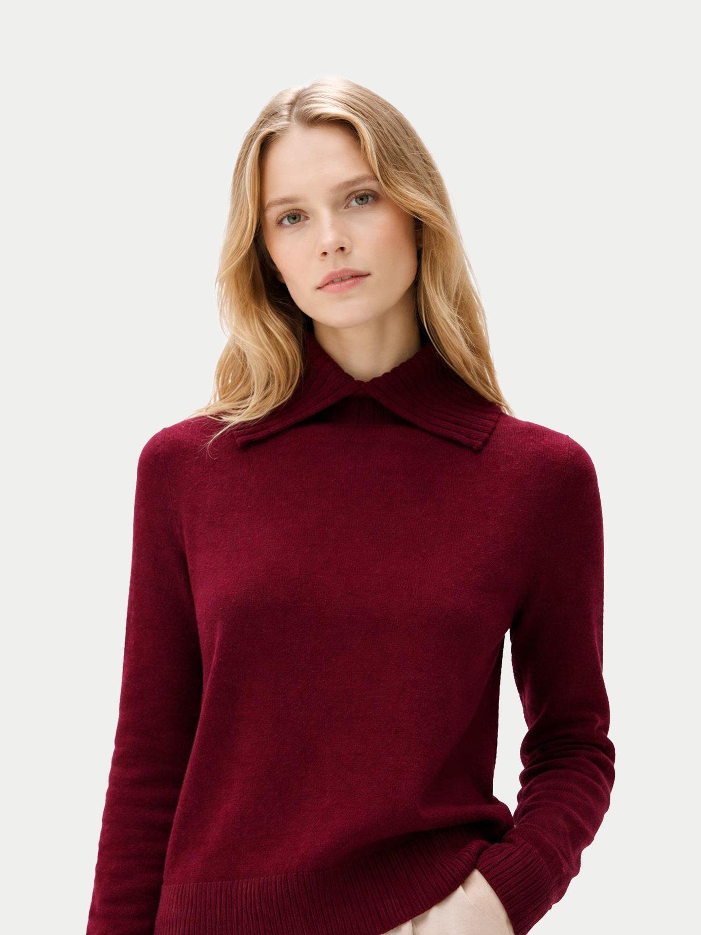 Slit T-Neck Sweater - image 4