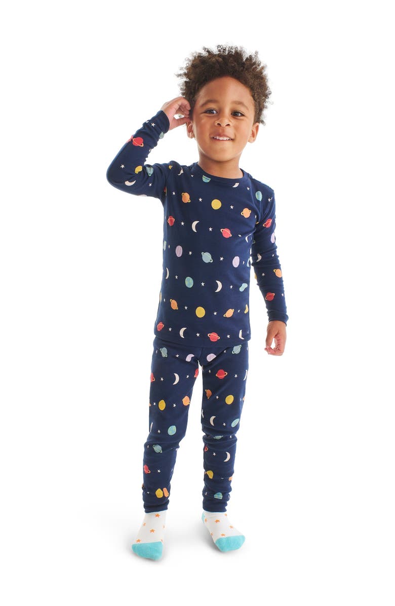 Primary Kids Organic PJ Pant in Rainbow Galaxy, Alternate, color,