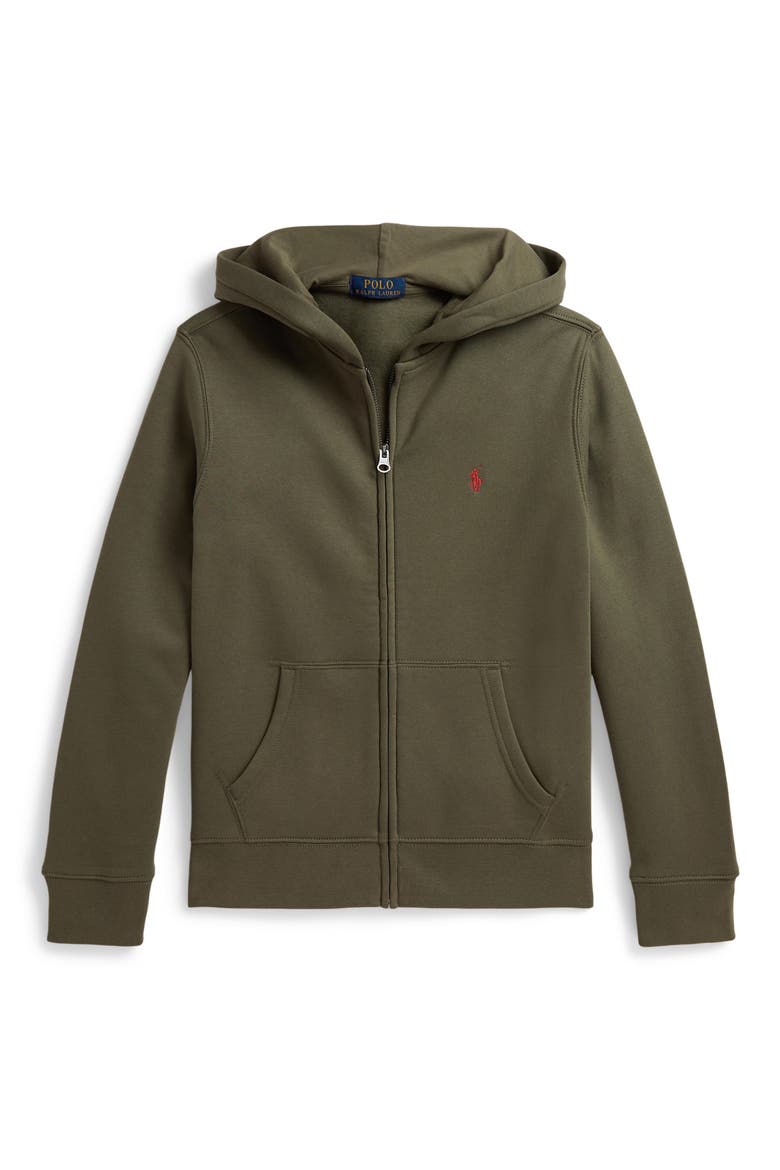 Kids' Fleece Zip Hoodie, Main, color, CRUISE OLIVE