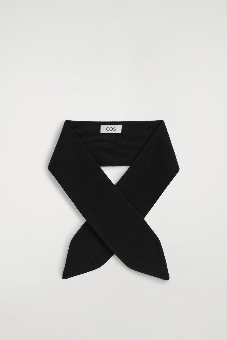 Merino Wool Neck Scarf, Main, color, BLACK