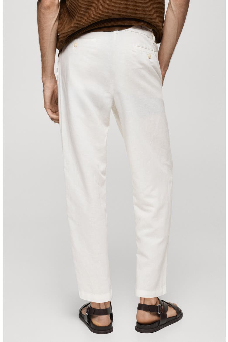Slim Fit Pleated Crop Linen & Cotton Drawstring Pants, Alternate, color, WHITE