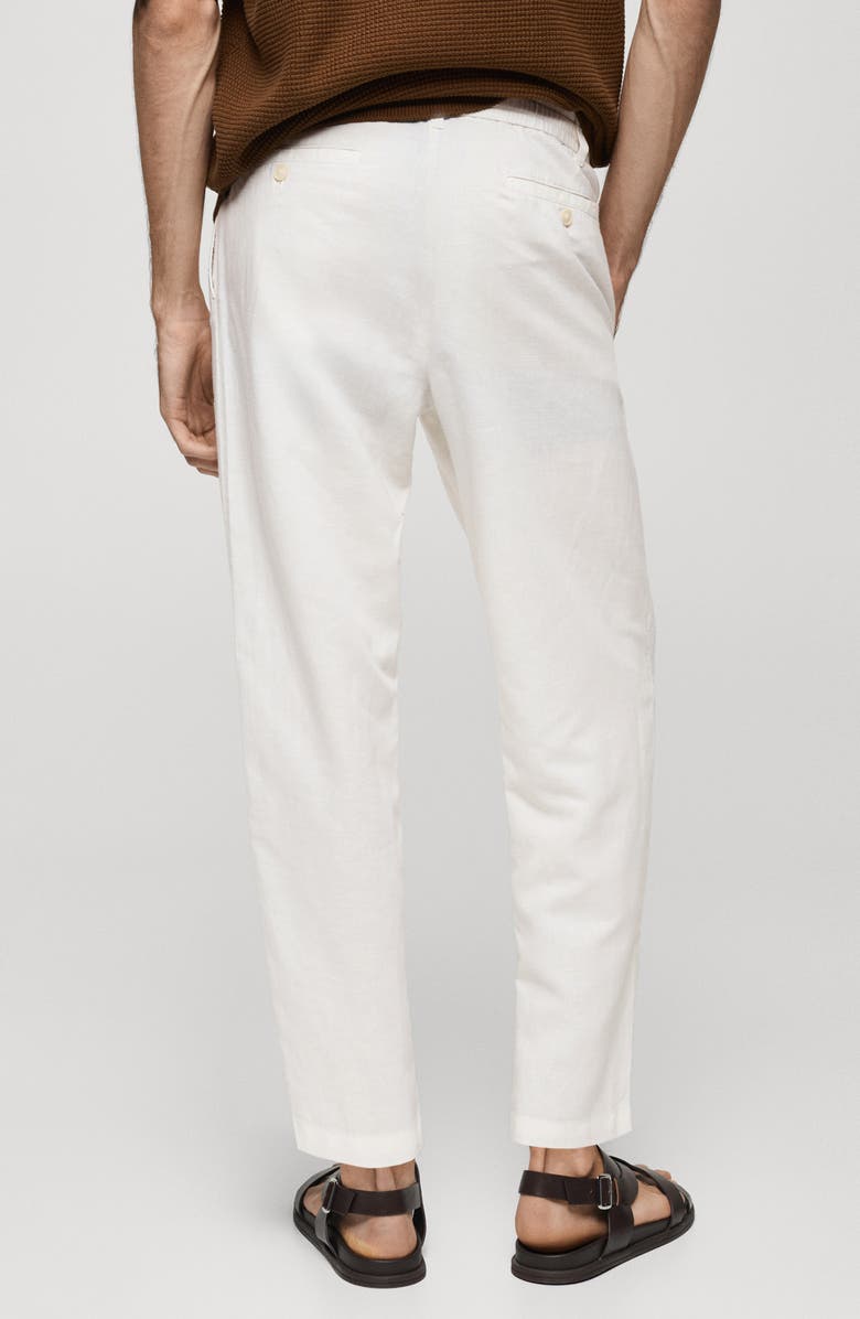 MANGO Slim Fit Pleated Crop Linen & Cotton Drawstring Pants, Alternate, color, 