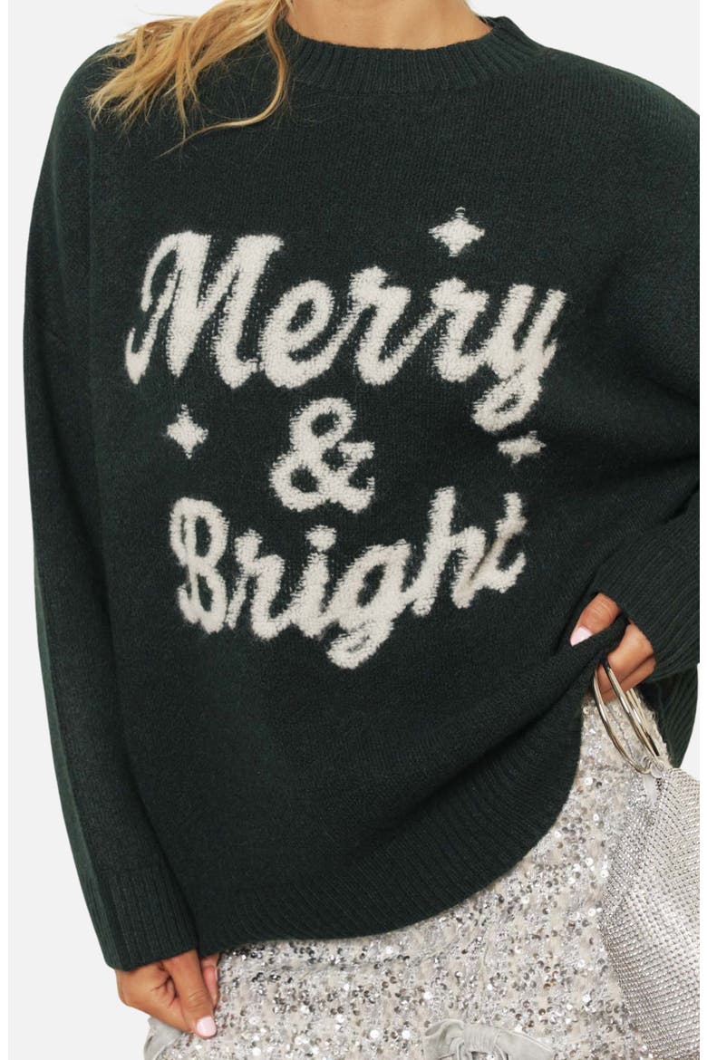 Merry & Bright Mock Neck Sweater, Alternate, color, HUNTER GREEN