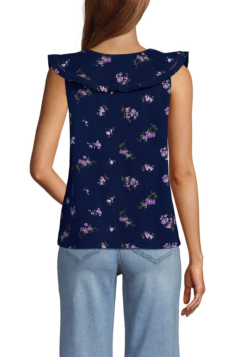 Lands' End V Neck Cascade Ruffle Top, Alternate, color, 