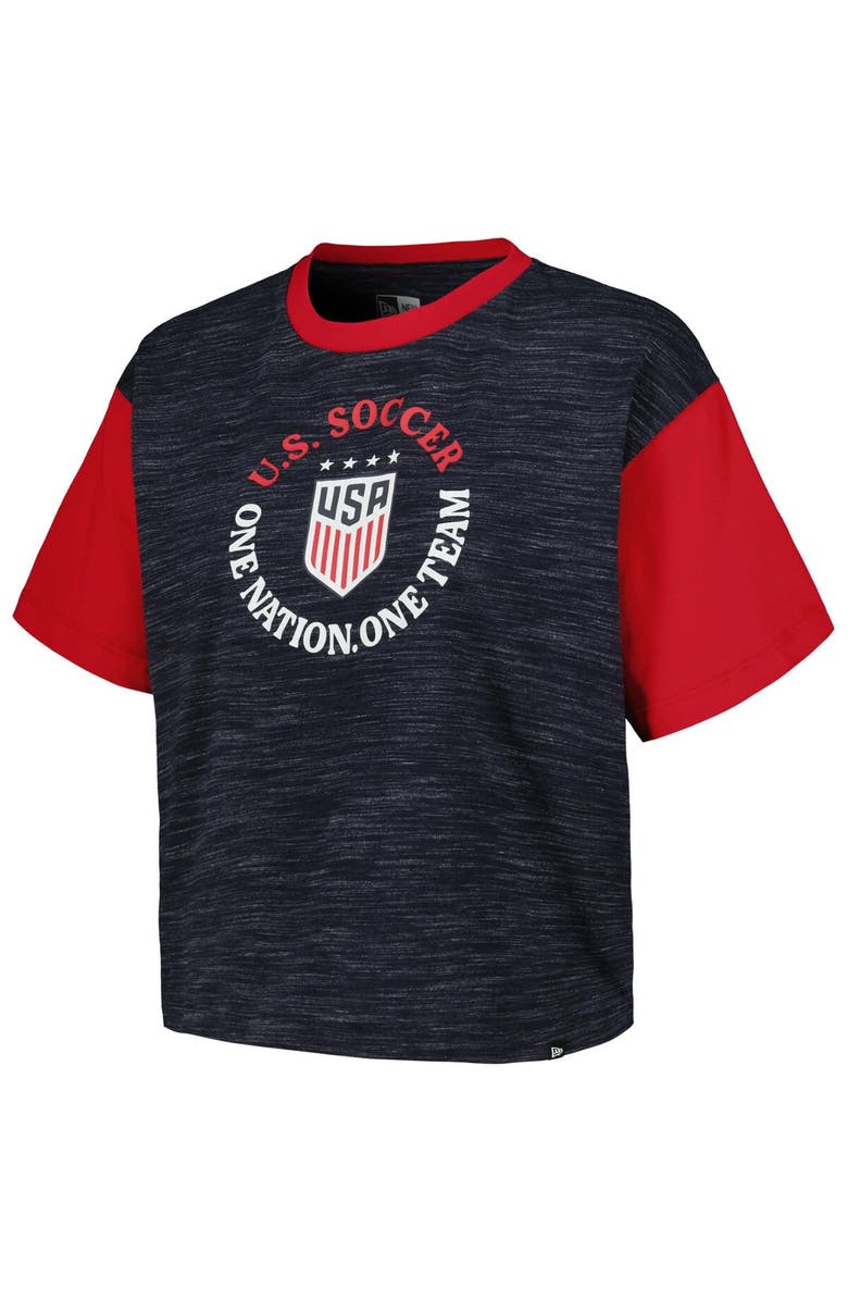 5TH AND OCEAN BY NEW ERA Women's 5th & Ocean by New Era Navy USWNT Athletic Cross Back Cropped T-Shirt, Alternate, color, Navy