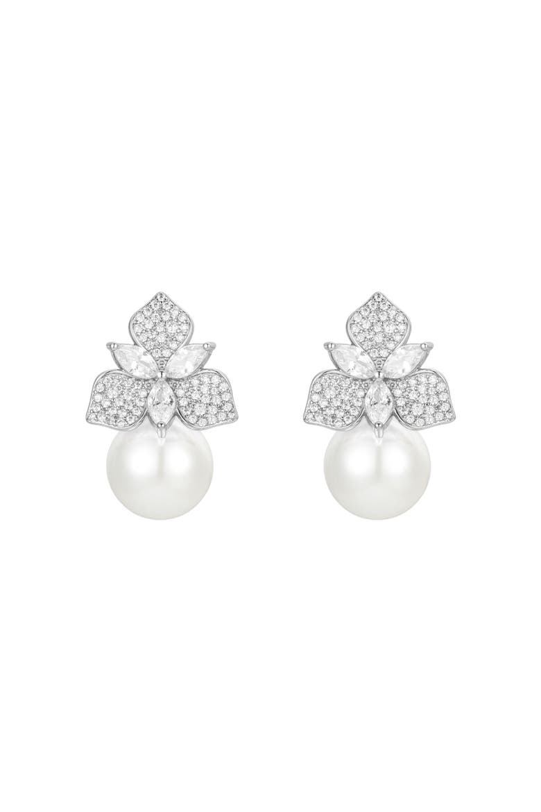 Sophie Pearl Drop Earrings, Main, color, Silver