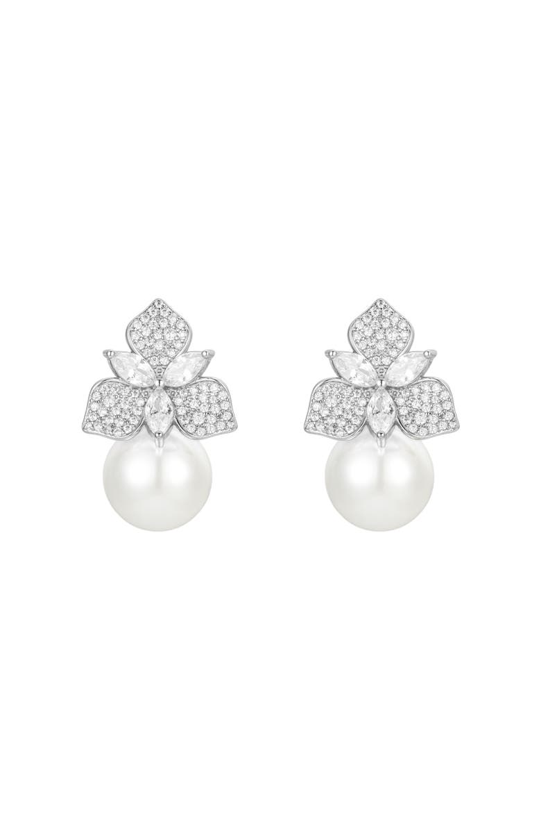 Untamed Petals Sophie Pearl Drop Earrings, Main, color, 