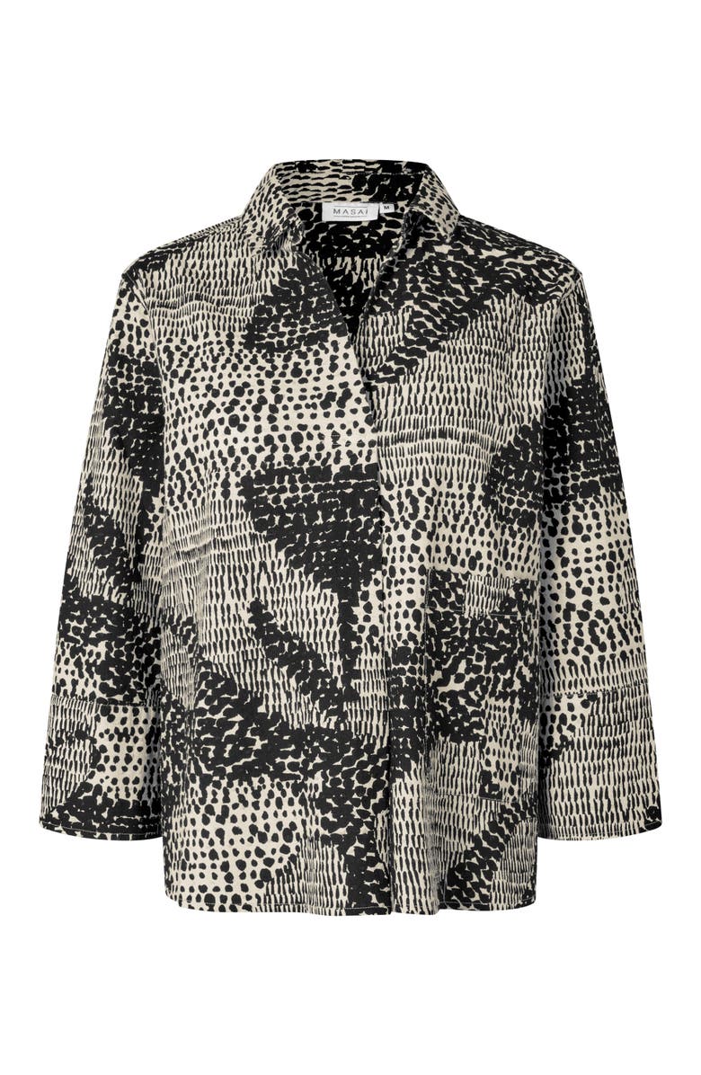 Masai Copenhagen MaIduki 3/4 Sleeve V-Neck Shirt, Alternate, color, Black