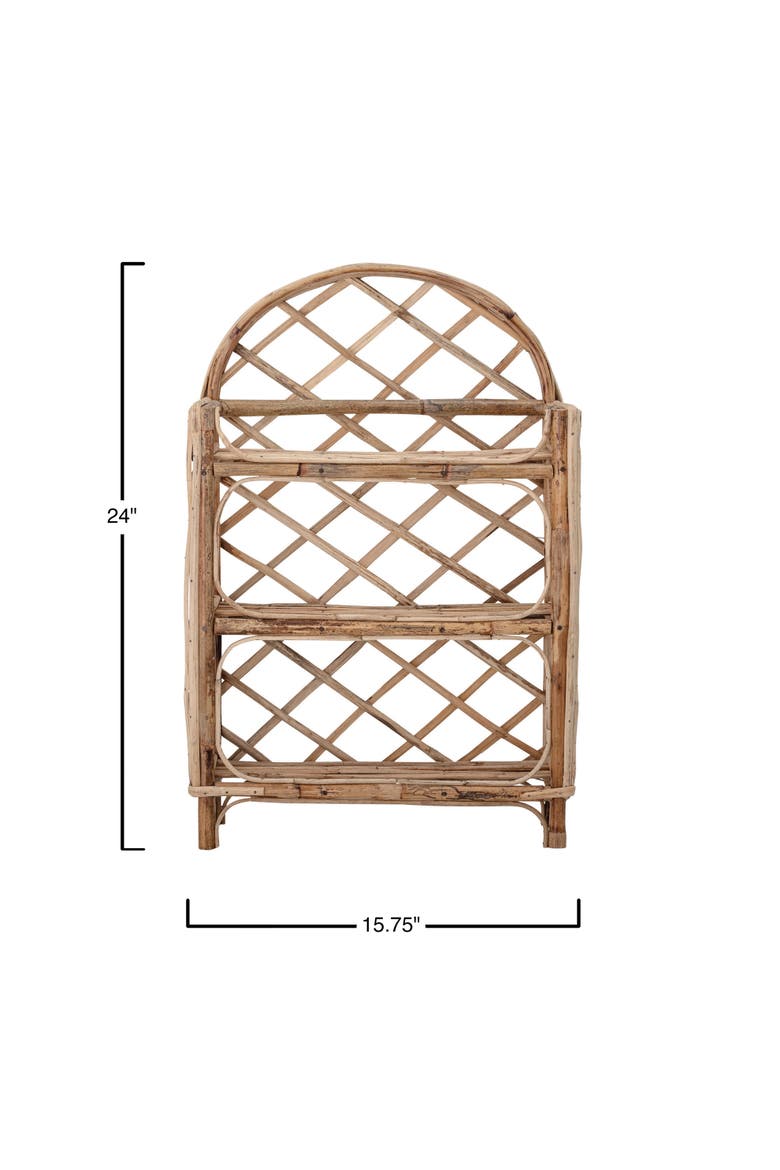 Rattan Wall Shelf with 3-Tier Shelves, Natural, Alternate, color, Natural