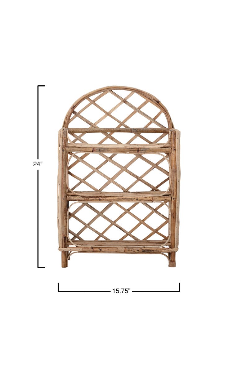 Storied Home Rattan Wall Shelf with 3-Tier Shelves, Natural, Alternate, color,