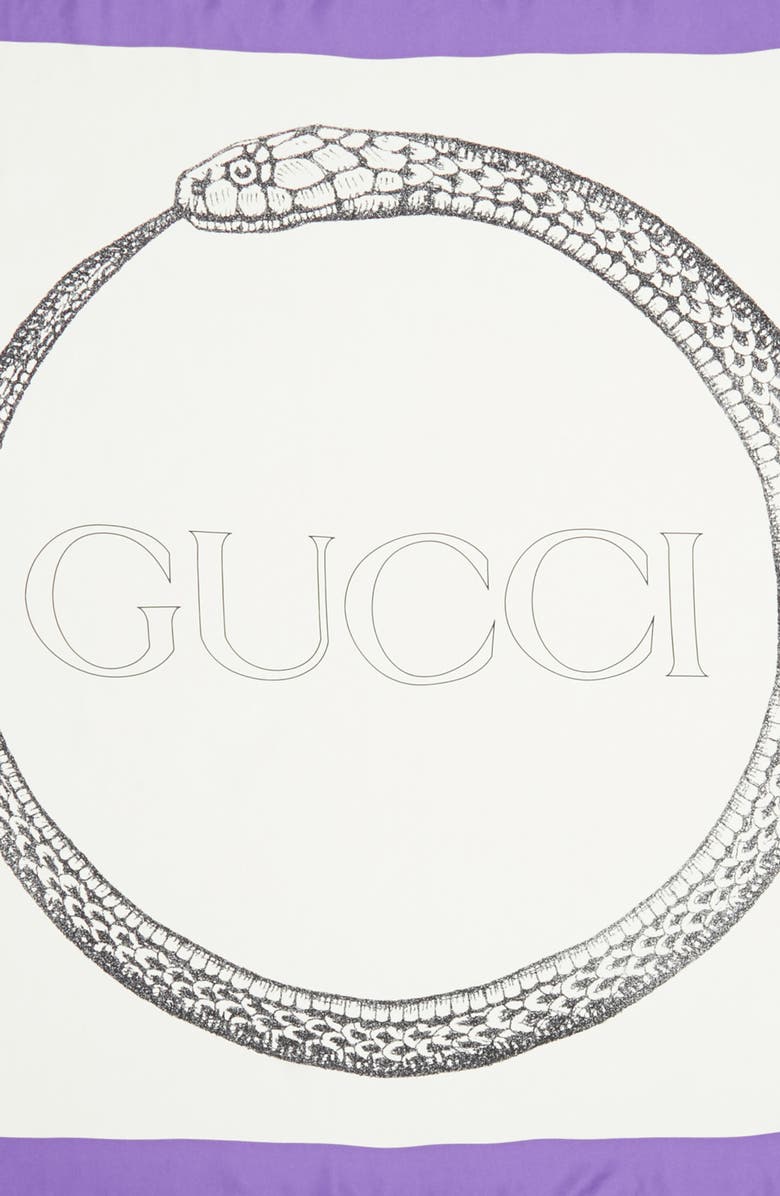 Gucci Ouroboros Square Foulard Silk Scarf, Alternate, color, 